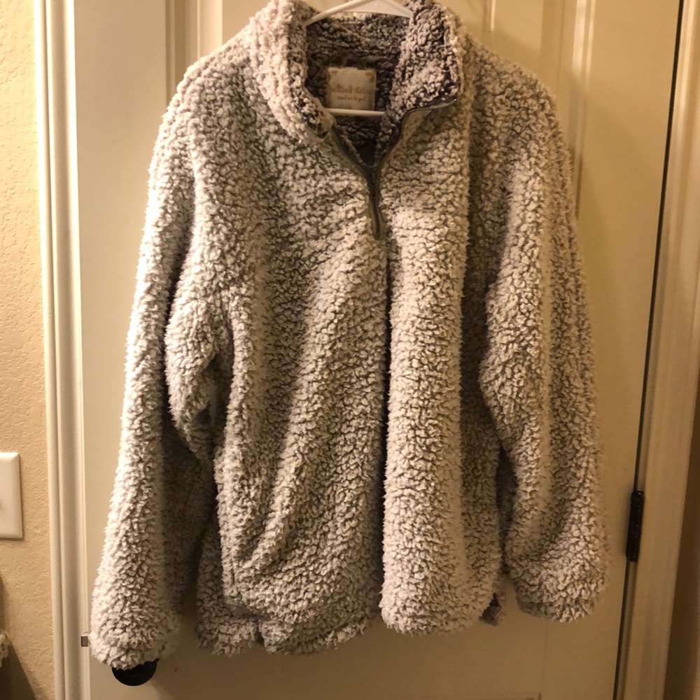 Altar’d State Fuzzy Light Grey Sherpa Jacket